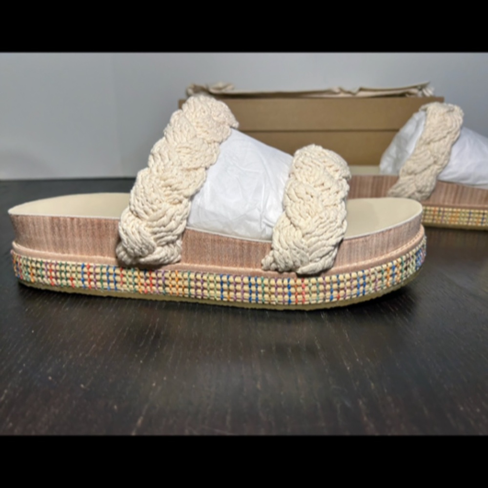 Johnny Was Braided Rope Platform Sandals Size 10 - New